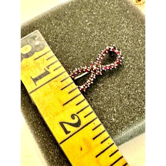 Antique Victorian Bohemian Garnet Rose Cut Garnets Bow Brooch Pin Gold Gilt - Picture 4 of 15